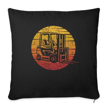 Retro All-terrain forklift Telehandler Forklift - Sofa pillowcase 17,3'' x 17,3'' (45 x 45 cm) - black - Front