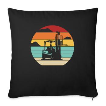 Retro Telehandler Forklift Driver - Sofa pillowcase 17,3'' x 17,3'' (45 x 45 cm) - black - Front