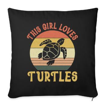 Sea Turtle Tortoise Retro Vintage - Housse de coussin décorative 45 x 45 cm - noir - Devant