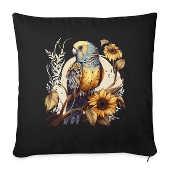 Cute Sunflower Parakeet Floral Watercolor Bird - Sofakissenbezug 45 x 45 cm - Schwarz - Vorne