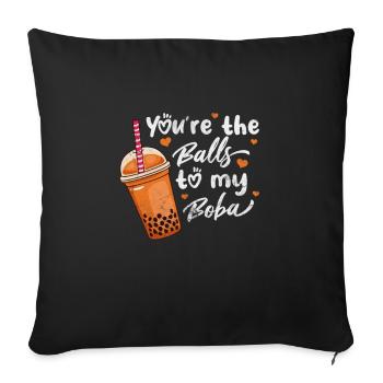 Bubble Tea Boba Tea Kawaii Cadeau - Housse de coussin décorative 45 x 45 cm - noir - Devant