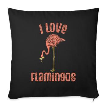 I love flamingos cute flamingo animal sayings - Sofa pillowcase 17,3'' x 17,3'' (45 x 45 cm) - black - Front