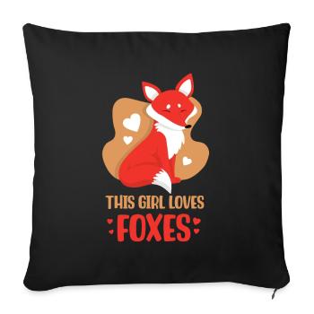 This girl loves foxes lover fox animal - Sofa pillowcase 17,3'' x 17,3'' (45 x 45 cm) - black - Front