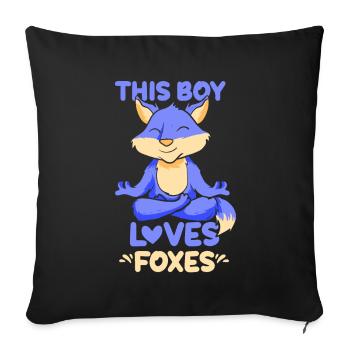 This boy loves foxes fox lover animal - Sofa pillowcase 17,3'' x 17,3'' (45 x 45 cm) - black - Front