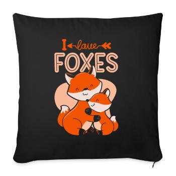 I Love Foxes Lovers Animal Fox Sayings - Sofa pillowcase 17,3'' x 17,3'' (45 x 45 cm) - black - Front