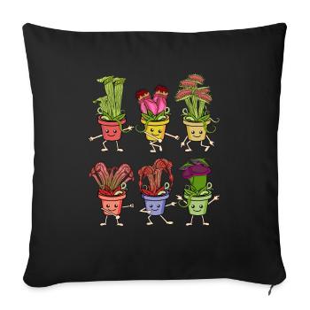 Carnivorous plants Venus flytrap - Sofa pillowcase 17,3'' x 17,3'' (45 x 45 cm) - black - Front