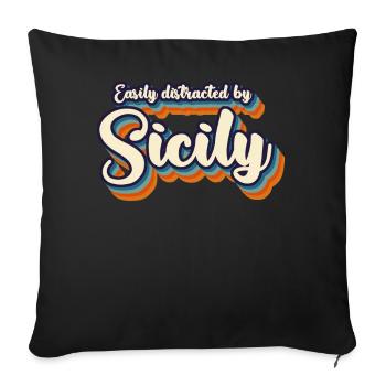 Sizilien Retro Italien Sicilia - Sofakissenbezug 45 x 45 cm - Schwarz - Vorne