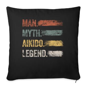 The Aikido Legend Retro Martial Arts Men's Aikido - Sofa pillowcase 17,3'' x 17,3'' (45 x 45 cm) - black - Front