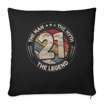 21 Birthday The Legend Retro 21 Year Old Men - Sofa pillowcase 17,3'' x 17,3'' (45 x 45 cm) - black - Front