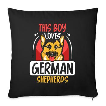 Ce garçon aime le berger allemand chien mignon - Housse de coussin décorative 45 x 45 cm - noir - Devant