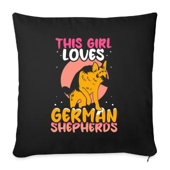 This girl loves German Shepherd dog - Sofa pillowcase 17,3'' x 17,3'' (45 x 45 cm) - black - Front
