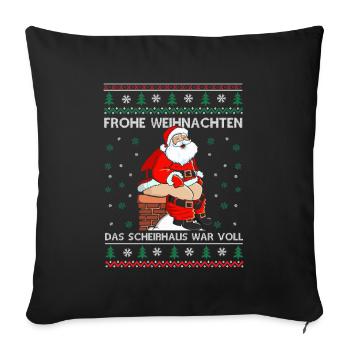 Santa Claus poops in fireplace - Sofa pillowcase 17,3'' x 17,3'' (45 x 45 cm) - black - Front
