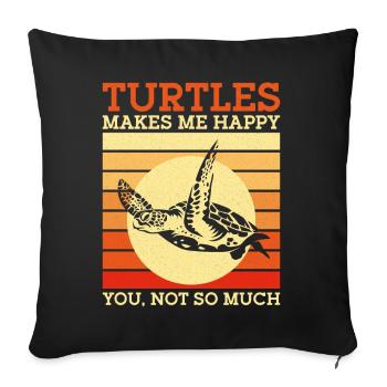 Tortue de mer Tortue Rétro Vintage - Housse de coussin décorative 45 x 45 cm - noir - Devant