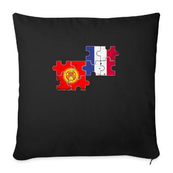 Kyrgyzstan France Vintage Flag Kyrgyzstan - Sofa pillowcase 17,3'' x 17,3'' (45 x 45 cm) - black - Front