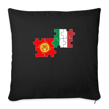 Kyrgyzstan Italy Flag Italian Kyrgyz - Sofa pillowcase 17,3'' x 17,3'' (45 x 45 cm) - black - Front