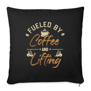 Fueled by Coffee and Lifting All-terrain forklift - Sofa pillowcase 17,3'' x 17,3'' (45 x 45 cm) - black - Front