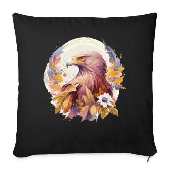 Aquarelle Tournesol Aigle Floral Oiseau De Proie - Housse de coussin décorative 45 x 45 cm - noir - Devant