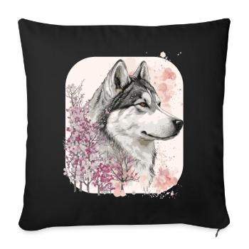 Cherry Blossom Alaskan Malamute Dog Breed Japanese - Sofa pillowcase 17,3'' x 17,3'' (45 x 45 cm) - black - Front