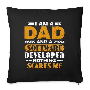 Software Developer Dad - Software Programmer - Sofa pillowcase 17,3'' x 17,3'' (45 x 45 cm) - black - Front