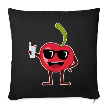 Cherries Party Cherry - Sofa pillowcase 17,3'' x 17,3'' (45 x 45 cm) - black - Front
