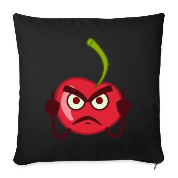 La cerise aigre montre un doigt d’honneur - Housse de coussin décorative 45 x 45 cm - noir - Devant
