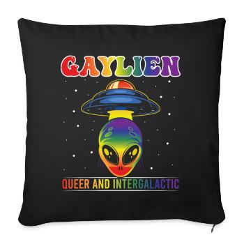 Gender Lesbian, Gay, Trans, Queer Rainbow - Sofa pillowcase 17,3'' x 17,3'' (45 x 45 cm) - black - Front