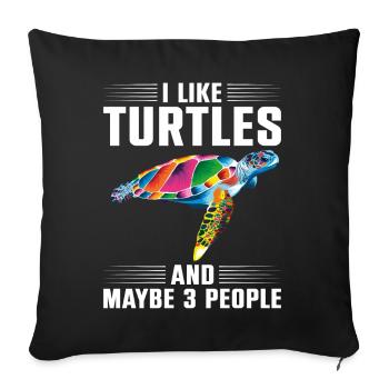 Sea Turtle Tortoise I Like Turtles - Sofa pillowcase 17,3'' x 17,3'' (45 x 45 cm) - black - Front