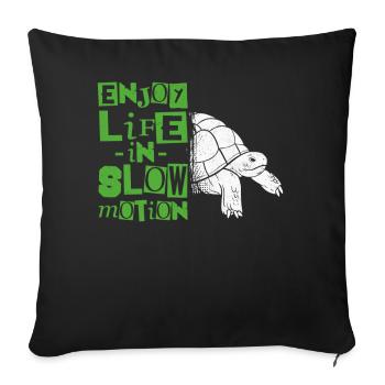 tortue de mer Tortue profiter de la vie dans - Housse de coussin décorative 45 x 45 cm - noir - Devant
