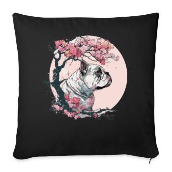 Cute Bulldog Cherry Blossom Dog Breed Japanese Wat - Sofa pillowcase 17,3'' x 17,3'' (45 x 45 cm) - black - Front