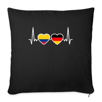 Colombia Germany Heartbeat Flag - Sofa pillowcase 17,3'' x 17,3'' (45 x 45 cm) - black - Front