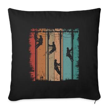 Retro Line Installer Gift Men - Sofa pillowcase 17,3'' x 17,3'' (45 x 45 cm) - black - Front