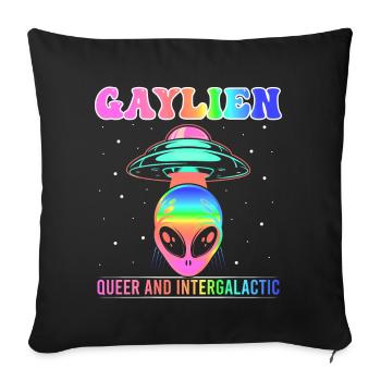 Gender Lesbian, Gay, Trans, Queer Rainbow - Sofa pillowcase 17,3'' x 17,3'' (45 x 45 cm) - black - Front