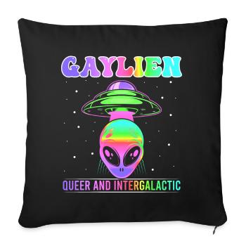 Gender Lesbian, Gay, Trans, Queer Rainbow - Sofa pillowcase 17,3'' x 17,3'' (45 x 45 cm) - black - Front
