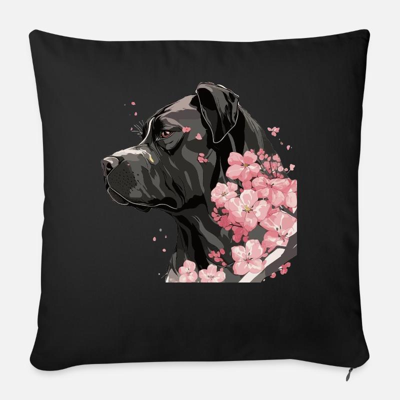 Cane Corso Cherry Blossom Dog Breed Japanese Sakur - Sofakissenbezug 45 x 45 cm - Schwarz