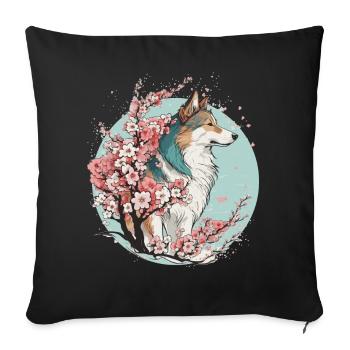Collie Dog Cherry Blossom Dog Breed Japanese Water - Housse de coussin décorative 45 x 45 cm - noir - Devant
