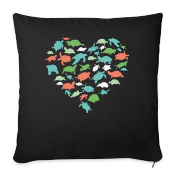 Sea Turtle Tortoise Heart - Sofa pillowcase 17,3'' x 17,3'' (45 x 45 cm) - black - Front