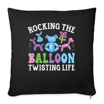 Rocking The Balloon Twisting Life Balloon Modelling - Sofa pillowcase 17,3'' x 17,3'' (45 x 45 cm) - black - Front