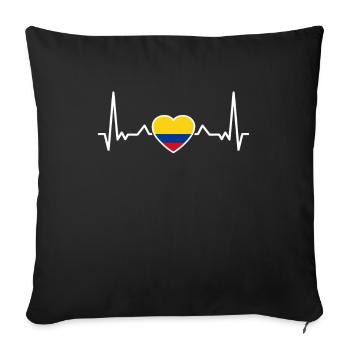 Colombia heartbeat Colombian flag - Sofa pillowcase 17,3'' x 17,3'' (45 x 45 cm) - black - Front