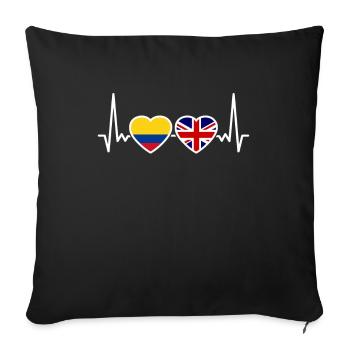 Kolumbien UK Herzschlag Flagge Kolumbianisch - Sofakissenbezug 45 x 45 cm - Schwarz - Vorne