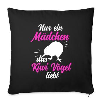 Mädchen das Kiwi Vogel liebt Neuseeland Kiwi - Sofakissenbezug 45 x 45 cm - Schwarz - Vorne