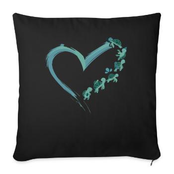 Sea Turtle Tortoise Heart - Sofa pillowcase 17,3'' x 17,3'' (45 x 45 cm) - black - Front