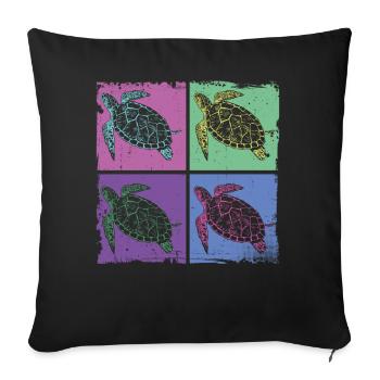 Sea Turtle Tortoise Retro Vintage - Housse de coussin décorative 45 x 45 cm - noir - Devant