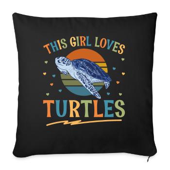 Sea Turtle Tortoise Retro Vintage - Housse de coussin décorative 45 x 45 cm - noir - Devant