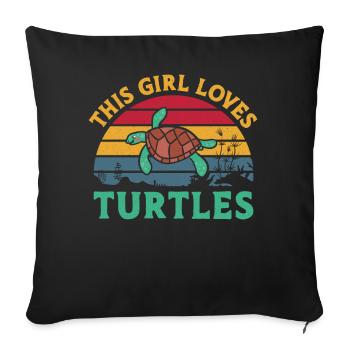 Sea Turtle Tortoise Retro Vintage - Housse de coussin décorative 45 x 45 cm - noir - Devant
