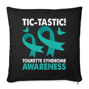 Mois de la sensibilisation au syndrome de Gilles de la Tourette Tic-tastic, - Housse de coussin décorative 45 x 45 cm - noir - Devant