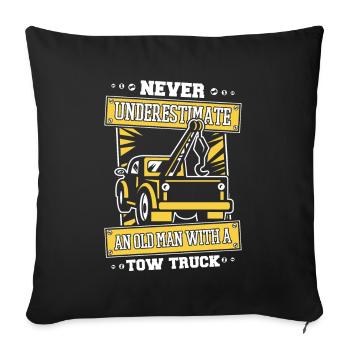Never Underestimate An Old Man With Tow Truck - Sofa pillowcase 17,3'' x 17,3'' (45 x 45 cm) - black - Front