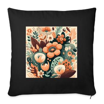 Motif floral automnal botanique - Housse de coussin décorative 45 x 45 cm - noir - Devant