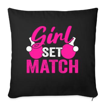 Tenue de Joueur Fille Femmes Dames! Ping-pong - Housse de coussin décorative 45 x 45 cm - noir - Devant