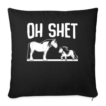 Poney Shetland et cheval Poney Shetland - Housse de coussin décorative 45 x 45 cm - noir - Devant