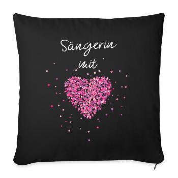 Sängerin mit Herz Musiker Musik Singen Gesang - Sofakissenbezug 45 x 45 cm - Schwarz - Vorne